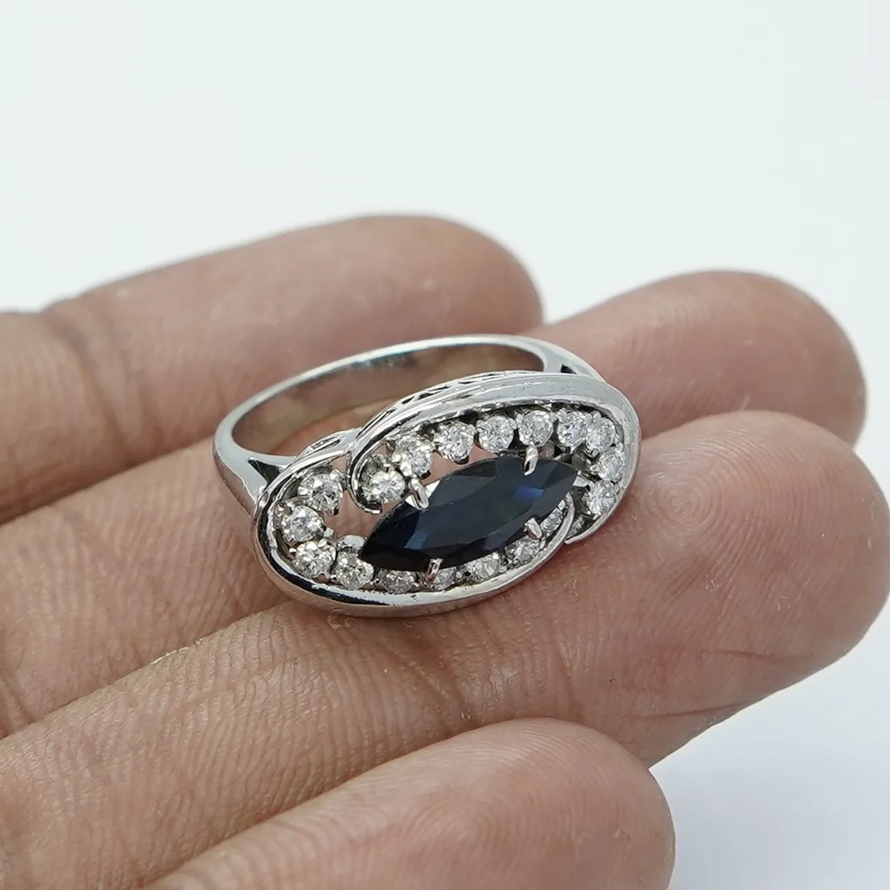 natural diamond and natural blue sapphire ring 
please visit
sksonijewels.etsy.com