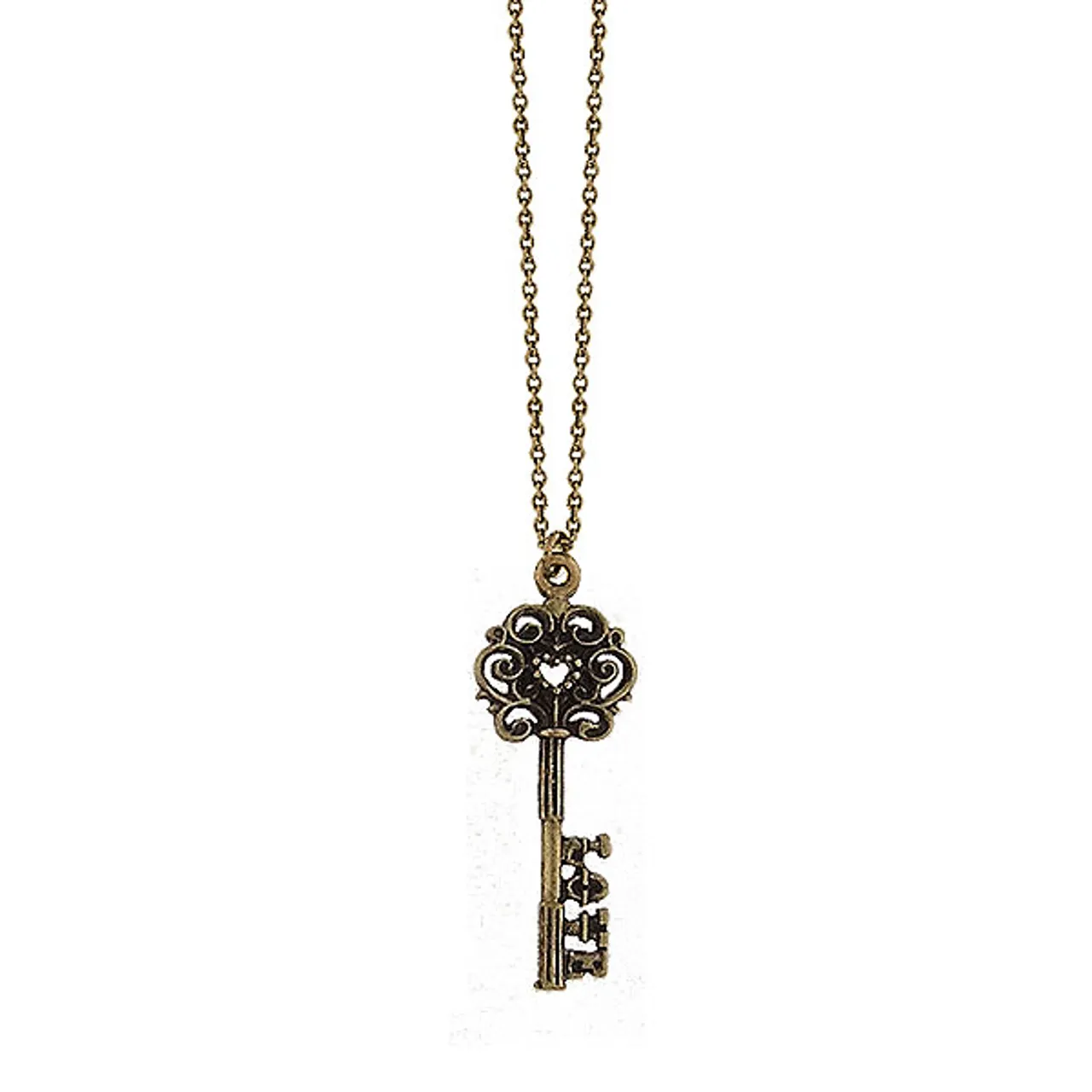 LAVISHY 883-102 vintage style key of love necklace: From Flare collection by LAVISHY, this handmade vintage style key of love pendant necklaces were original designs of LAVISHY. We are quit proud of this design where you place a heart shape in the middle of the top part the key and LOVE at the end of the key. They make great gifts for your loved one.
Base metal: Zinc alloy
Plating: Imitation silver, gold, brass, antique silver & antique gold
Safety: Nickel & lead free, non-allergenic / hypo-allergenic
Measurement:
 -Pendant:  inch /  cm
 -Chain: 18 inch with 2 inch extension chain LAVISHY logo tag
Wholesale available at www.lavishy.com with other unique & fun fashion jewelry for gift shop & boutique buyers. We ship worldwide since 2001.