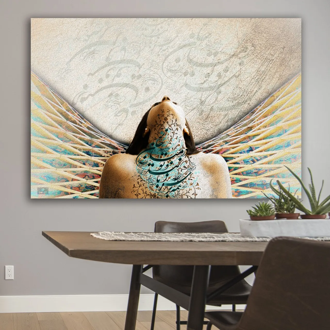 The translation in English is:

Others are the only Name, but you are among the Heart.

_Saadi

The poem in Persian (Farsi) says:

همه بر سر زبانند و تو در میان جانی
█ Designed by one of the best Persian digital and hands-on designers.

#persianart #iranianrug #digitalart #ايرانيان_كانادا #ايرانيان_تورنتو #oriavi #persiancalligraphy