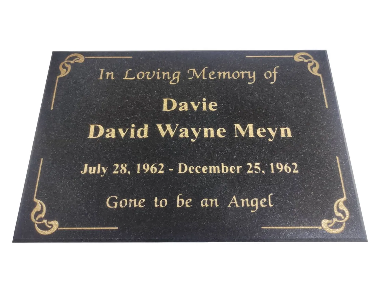 #inlovingmemory #gonetobeanangel #memorial #grave #plaque #headstone #golden #black #granite
