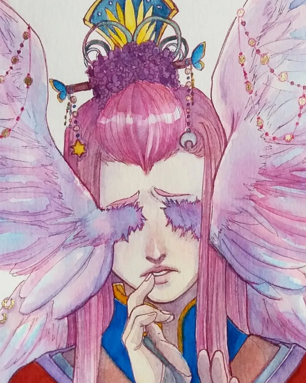 [Amor]
Swipe for details!

I stuck with this color-palette for his design and I'm very proud of this one .w///.
It belongs to [Psyche], which you can also find in my gallery 💕

#meiran_illustration #watercolor #aquarell #boyslove #shounenai #illustration #illustrator #zeichnung #deutscheillustratoren #deutschezeichner #germanmangaka #mangaart #deutschemangaka #semirealism #zeichner #イラスト #イラストレーター #水画 #少年愛 #美少年 #bishounen #characterdesign #oc