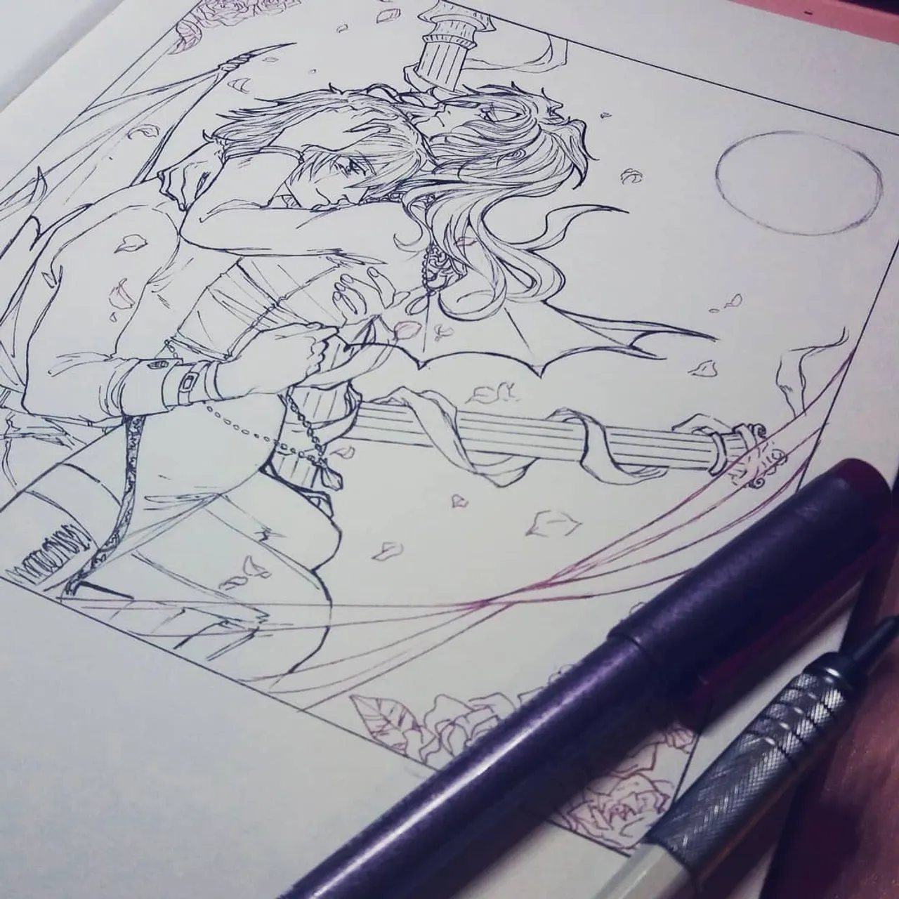 [Incubus - WIP]
I'm trying something new atm in general .w.'
I really like the piece so far (but afraid I've already overworked the background with watercolors...)
.
This is for a fanfiction my gf wrote - it's about Bakura who becomes infatuated with an Incubus, which doesn't go that well... (It's only in German though >< )
You can find it on AO3 (search for 'Inflexus' .w.)
I've been wanting to draw something for it for month now so I'm happy that I was finally able to start .w.V
.
.
#shounenai #boyslove #lineart #wip #bishounen #ygo #bakura #yamibakura #thiefkingbakura
#incubus #イラスト#遊戯王 #バクラ #少年愛 #wip #sketchbook #mangaart