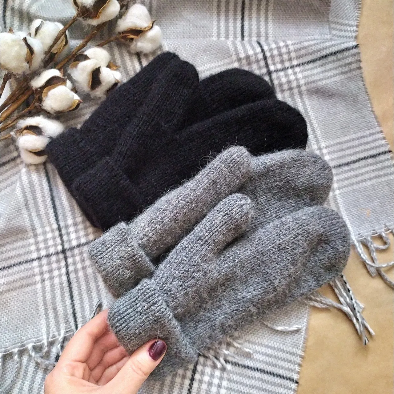 My very popular women handknit alpaca double mittens