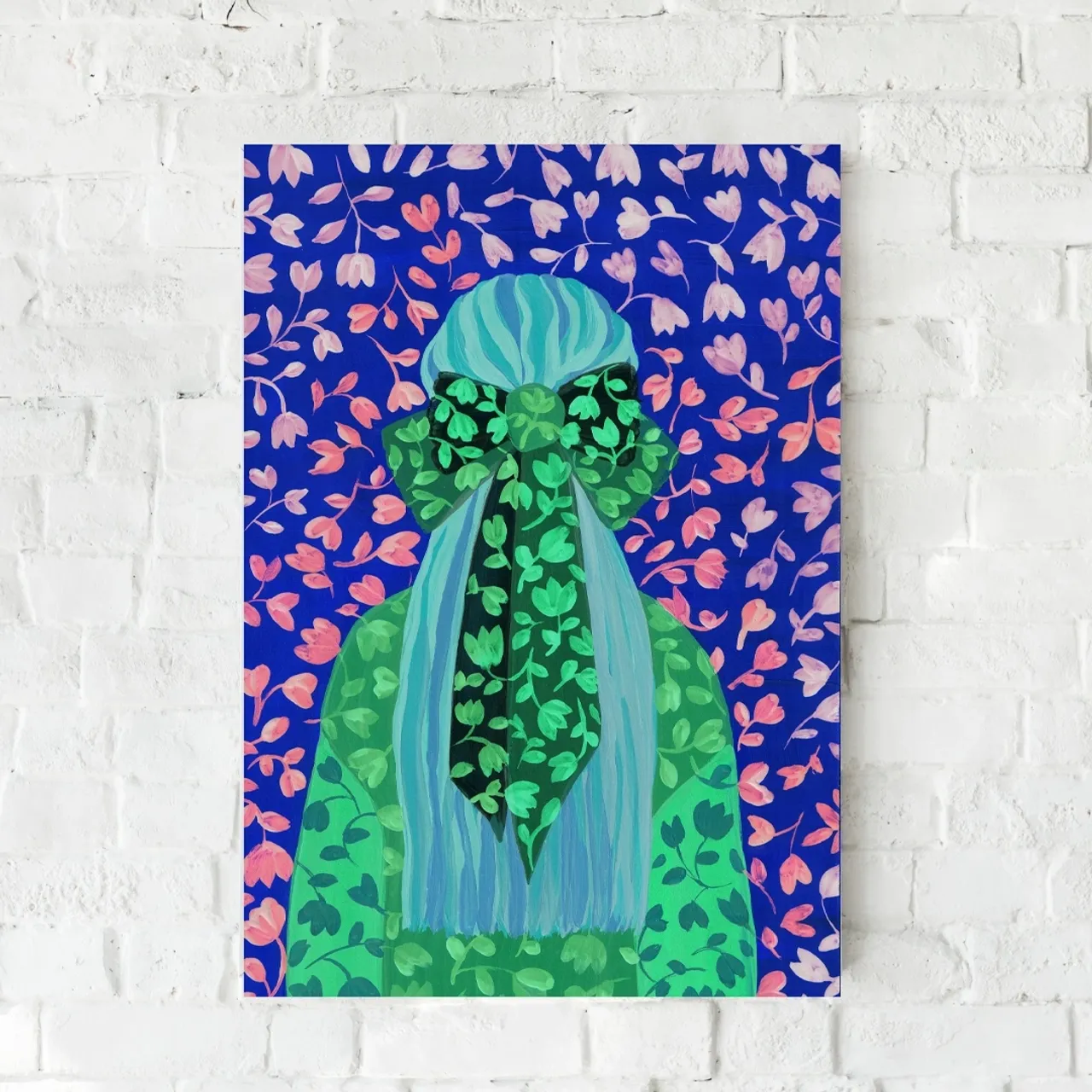 blue hair girl art print digital illustration💙