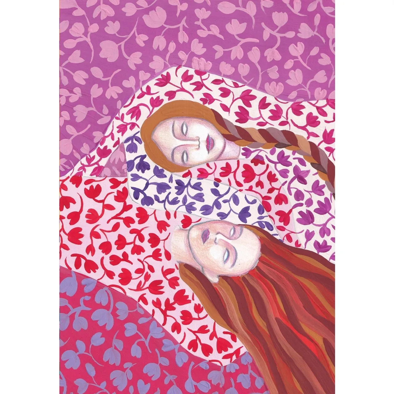 girls pink background digital art print 💖