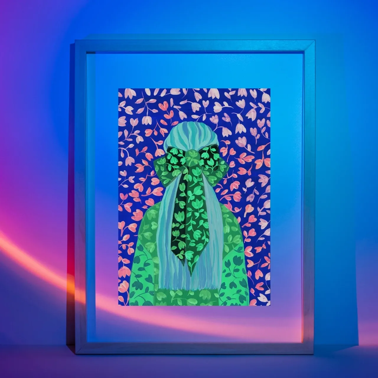 blue hair girl art print digital illustration💙