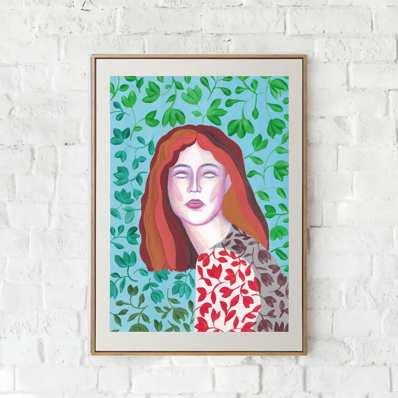 red hair girl art print digital illustration 🧡