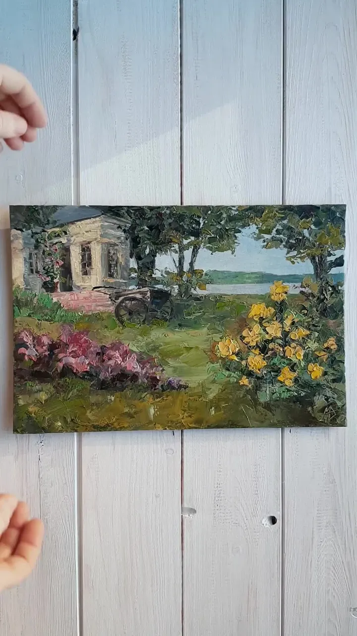 Garden painting 8x12” ORIGINAL ART Flowers Landscape Hand Painted
#marinachuchkoart