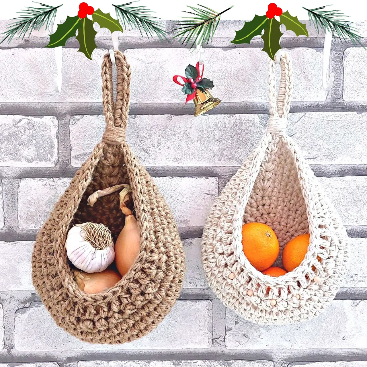 #Christmasgift #Christmasdecor #hangingstorage #hangingbaskets #wallhanging #jutebaskets #kitchenstorage