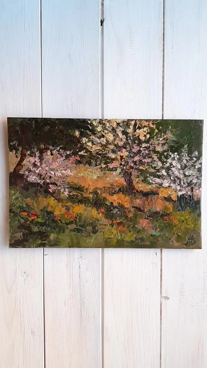 Blooming Trees Artwork 8x12" ORIGINAL ART Spring Painting Hand Painted
#marinachuchkoart