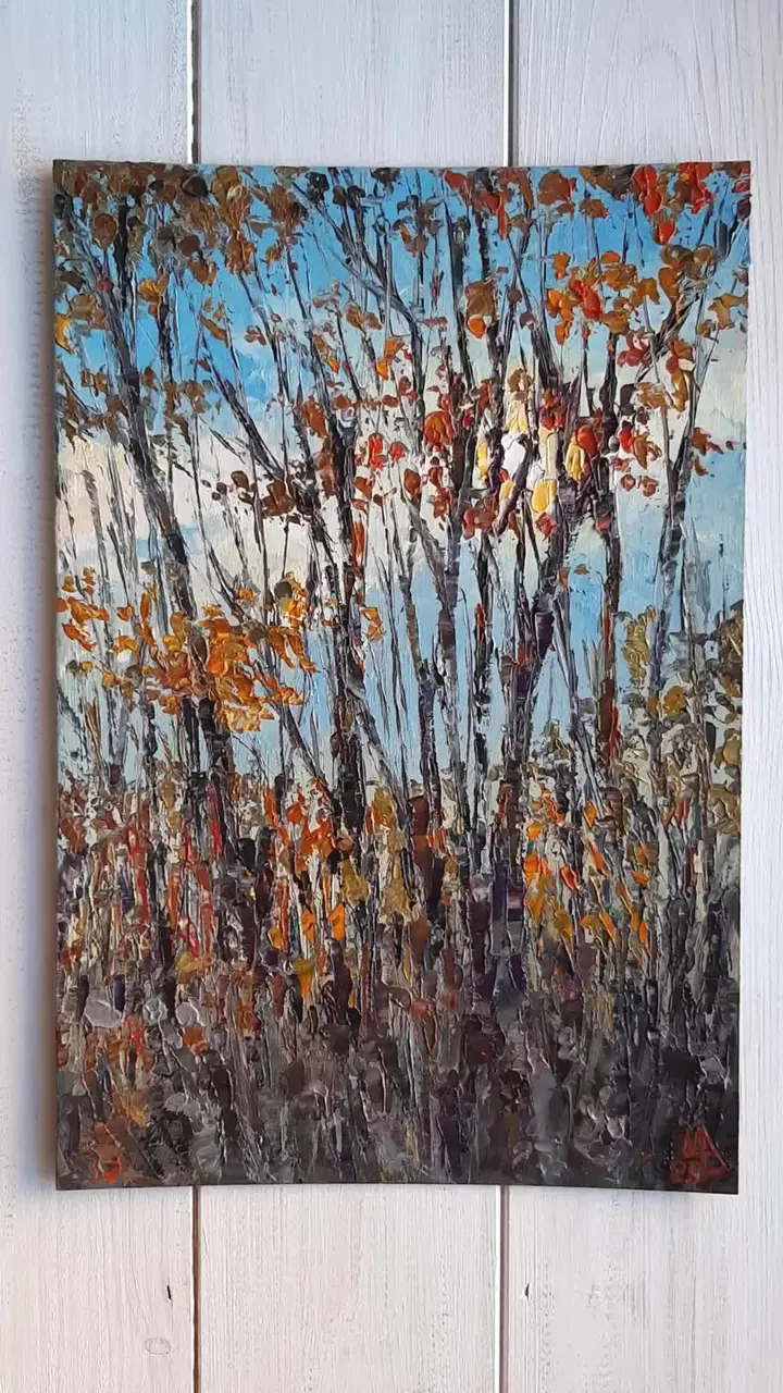 Sun Trees Painting 12x8” Morning Landscape Hand Painted Art
#marinachuchkoart