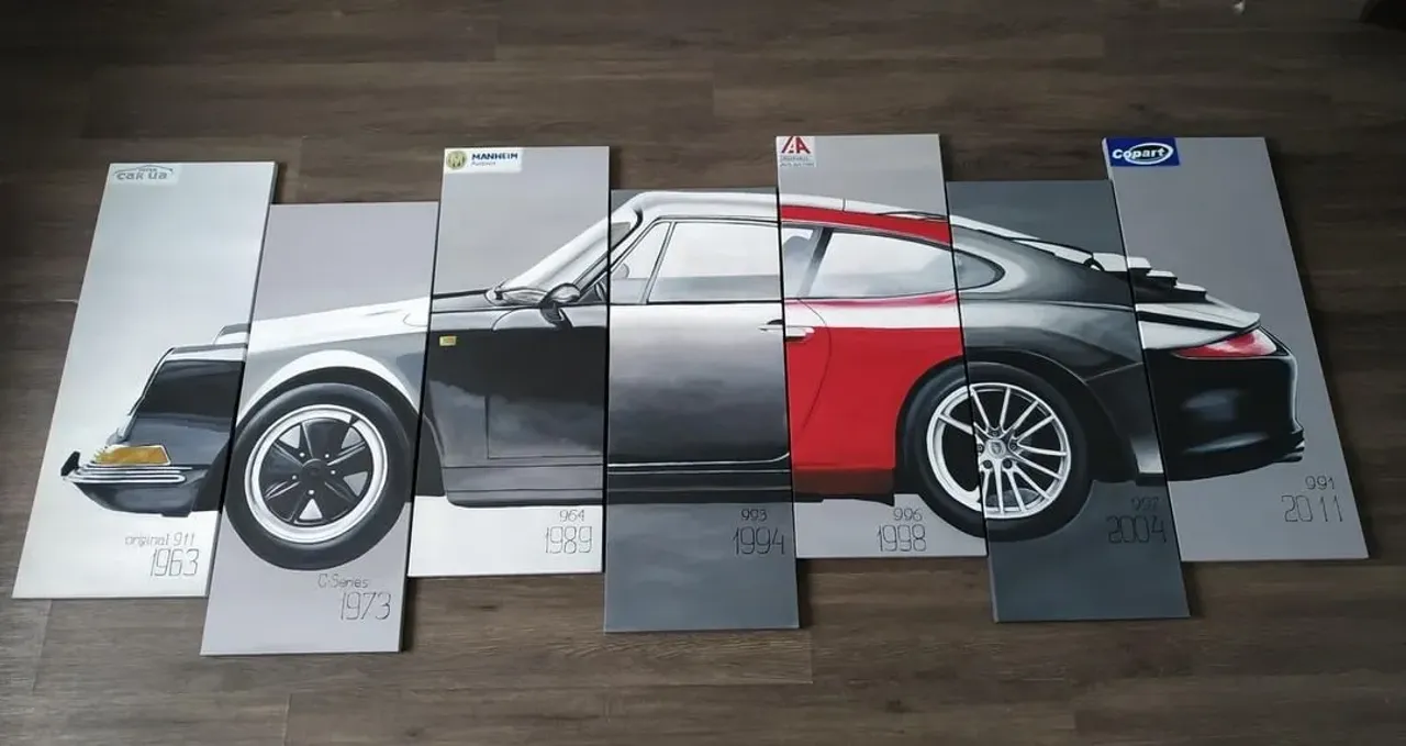 #Картина-панно "Porsche"
⠀
Это панно из 7 модулей было написано для ребят, которые знают толк в красивых авто. Как можно вместить в одно панно историю бренда? Каждый модуль имеет свой год выпуска. А в общем - шикарное и мощное авто! Как пример, что невозможных идей не бывает😊
⠀
Размеры панно 2 метра 45 в ширину и 1 метр в высоту, состоит из 7 модулей, каждый размером 1 метр на 35 см..
⠀
Холст на подрамнике.
Итальянский хлопок, мелкое зерно, высокая плотность.
Материал: хлопок. Натяжка галерейная. Бренд: Unico
Матовые акриловые краски. Бренд: ROSA
⠀
Ставьте ❤️, если работа понравилась 🙂
Делитесь, рекомендуйте!
Сейте кармические зерна 🙂
⠀
🔸🔸🔸
⠀
✍️ 📧 Пишите, звоните для большей информации, заказа картин
⠀
🖌️Художник:
#blagota_artist #благота_художник #БлагоТа #porsche #панно #originalpainting #картинавинтерьер #interiorpainting #картинаназаказ #картинанапродажу #paintingforsale #современнаяживопись #contemporaryart #art #artwork #finearts #artgallery #галерея #искусство #мистецтво #творчество #painting #acrylics #acrylicpainting #acryliconcanvas