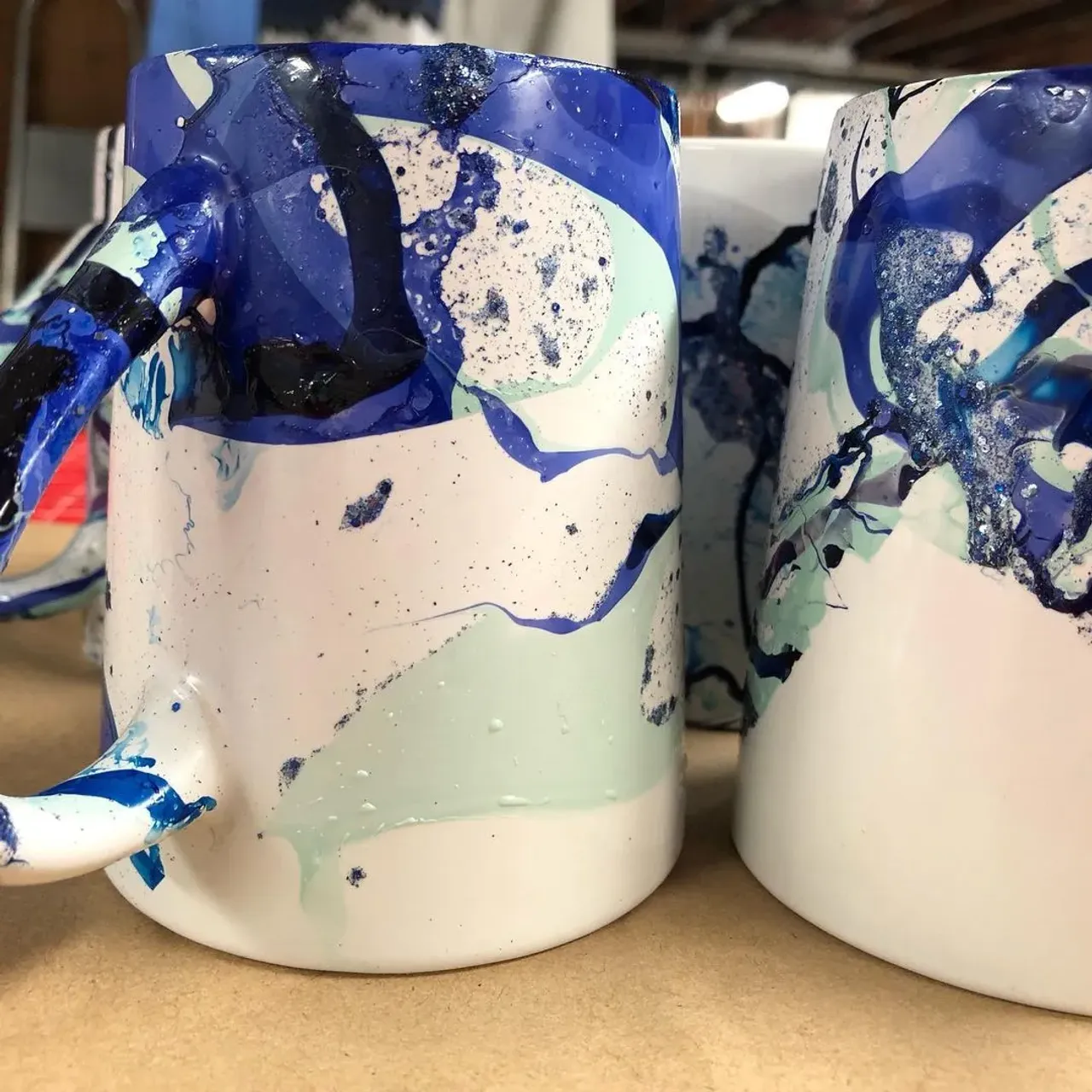 Dip Painted Coffee Mugs - Message me fo custom colors!  You can find these gorgeous 12 oz mugs - link in my bio! DISHWASHER SAFE  #coffee #tea #mug #dippainted #painted #handmade #gift #mugs #set #etsyshop #etsy #smallbusiness #diy #etsystore #etsyseller #abstract #handmademugs #dishwashersafe #drinkware #coffeelover #coffeeaddict #accessory #smallbusinessowner