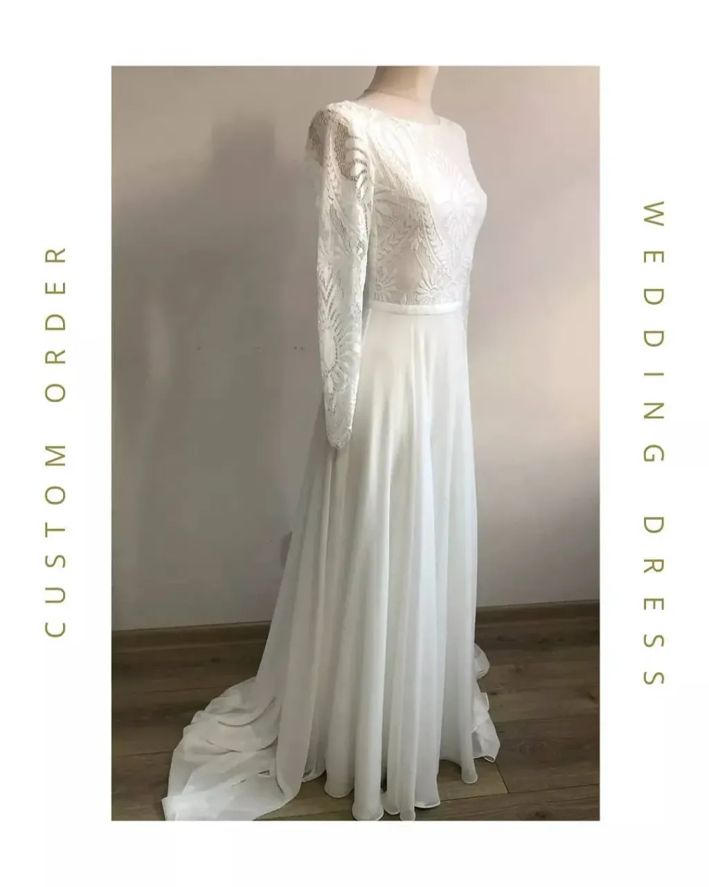 And here is the wedding dress from the previous post on a mannequin in our wedding atelier. 😉
How do you like our design of the wedding dress? Which element of the dress stole your heart the most? Let me know in the comments! 🥰
---
We sew handmade wedding dresses from scratch! Choose a ready-made wedding dress design, make changes or create your own unique wedding dress. We make on-line orders!
 ---
#customweddingdress #handmadeweddingdress #custombridalgown #handmadebridalgown #weddingatelier #weddingdressdsign #bridalgowndesign #laceweddingdress #longsleeveweddingdress #chiffonweddingdress #trainweddingdress #backlessweddingdress #lacebridalgown #longsleevebridalgown #chiffonbridalgown #trainbridalgown #backlessbridalgown #bohobridetobe #bohobridestyle #bohobride2021 #bohoweddings #bohoweddingideas #bohoweddingdresses #bohoweddinginspo #bohoweddingstyle #bohoweddinggown #bohodresses