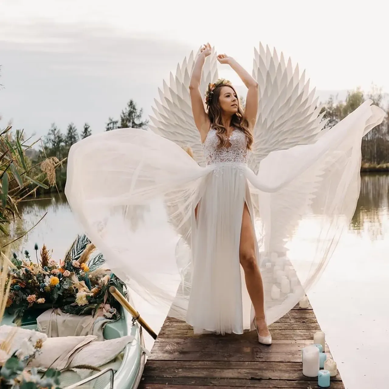 Our studio of exclusive artistic tailoring was created for our clients - future Brides, bridesmaids and all women for whom we want to design and create high quality beautiful dresses on individual order. How do you like the creation from the photo, in the angelic shot from our session from @moments_wedding_planner ? 🤩✌️

-—-

We sew wedding dresses from scratch! Choose a ready-made wedding dress design, make changes or create your own unique wedding dress. We also carry out orders online!

 ---
#bridals #bridalwear #bridaldress #bridalstyle #bridalinspiration #bridalgown #bride2be #brideinspo #bridetobe2021 #wedding2021 #dressmaker #bohodressstudio #rusticdress #rusticdresser #rusticweddingideas #rusticweddingdress #rusticweddingstyle#rusticweddinginspiration #rusticweddingstyling #rusticweddinginspo #bridaloutfit

Ogranization and coordination: @moments_wedding_planner 
Place: @folwarkzalesie 
Photography: @kamilatokarczykphotography
Decorations: @slubna_euforia_flower_dream_ 
Suit: @giacomo_conti_krakow_outlet 
Wedding Tonga: @inneobraczki 
Make-up: @magdalenaadamczykmua
Hairstyle: @olga_k_stylist 
Heavy smoke: @exclusive_djs_dominikszymoniak
Paper stationery: @lovestorypapeteria
Jewelry: @slubnykamyk.pl 
Wedding Dress: @lucky_dress_atelier 
Macrame: @why_knot_macrame
Models: @maadziaa_g @albeertt_s