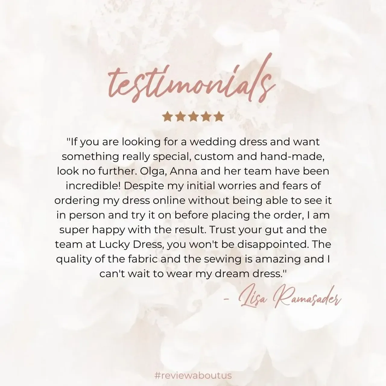 swipe left to see the aaamazing gown that this review relates to!๐๐
This opinion is from Lisa, our bride from Frankfurt, for whom we designed and sewed a wedding dress online, but Lisa came to us for one fitting! It was an amazing pleasure to meet in person another unique woman who will soon join the group of #luckybride!
โจโจ Thanks to opinions, we can develop, create more - because more women trust us. Therefore, if you have recently bought something and did not leave your opinion with this company - do it and support them! ๐
Are you looking for a unique wedding dress? Write to us!๐
We will create it for you together with you!๐๐
#testimonials #unpopularopinion #girlbosshustle #girlbosstips #weddinggowndesigner #weddinggowndesigner #girlsbossinspiration #girlbossrally #girlbossmovement #bohobridal #bohobridaldress #bohobrides #customdress #customdresses #madetomeasuredress #aboutus #meetus #newlyweds๐ #engagementseason #isaidyestothedress #futurebride #futurewifey #futurewifey๐ #bridetobe2022