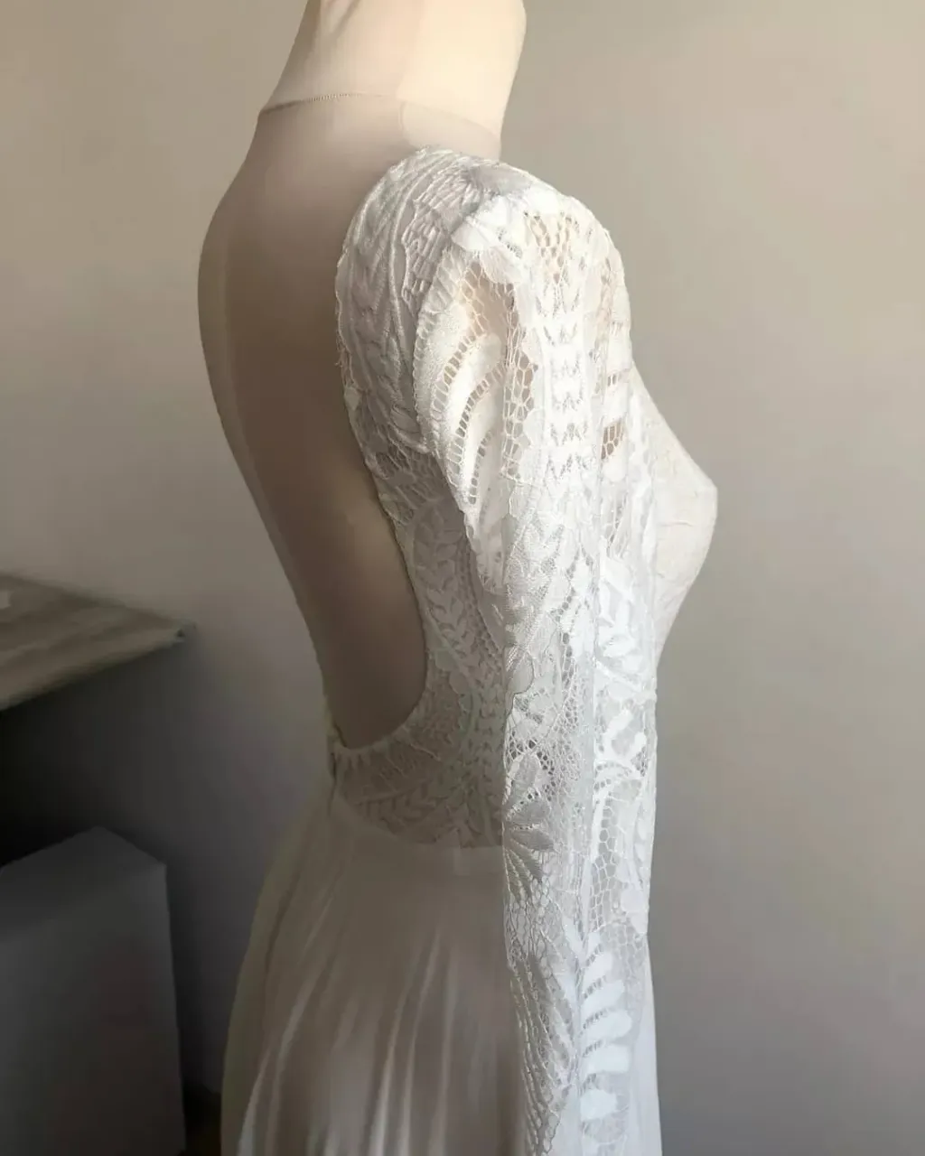 And here is the wedding dress from the previous post on a mannequin in our wedding atelier. 😉
How do you like our design of the wedding dress? Which element of the dress stole your heart the most? Let me know in the comments! 🥰
---
We sew handmade wedding dresses from scratch! Choose a ready-made wedding dress design, make changes or create your own unique wedding dress. We make on-line orders!
 ---
#customweddingdress #handmadeweddingdress #custombridalgown #handmadebridalgown #weddingatelier #weddingdressdsign #bridalgowndesign #laceweddingdress #longsleeveweddingdress #chiffonweddingdress #trainweddingdress #backlessweddingdress #lacebridalgown #longsleevebridalgown #chiffonbridalgown #trainbridalgown #backlessbridalgown #bohobridetobe #bohobridestyle #bohobride2021 #bohoweddings #bohoweddingideas #bohoweddingdresses #bohoweddinginspo #bohoweddingstyle #bohoweddinggown #bohodresses