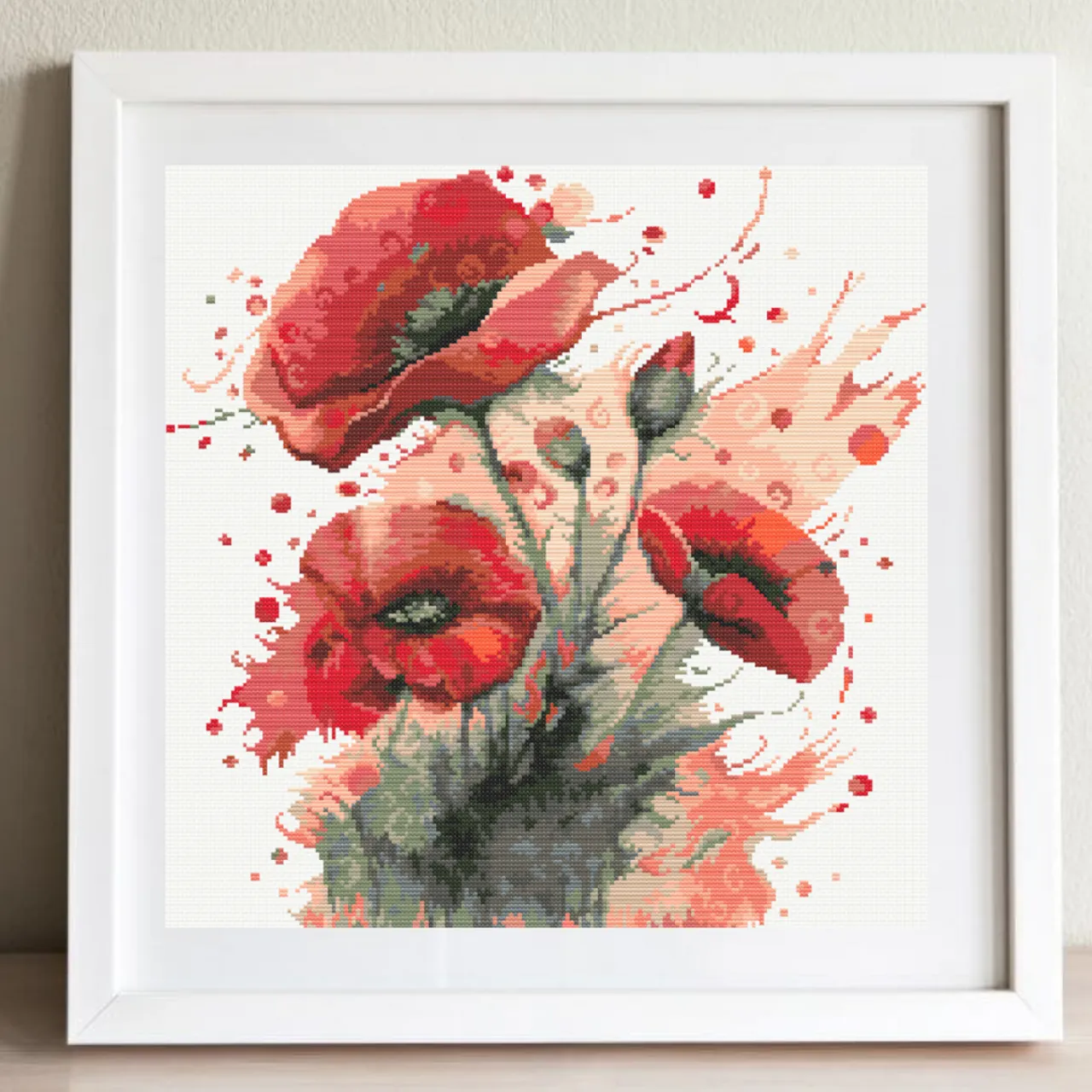 Watercolor poppies. I love this cross stitch pattern ♥