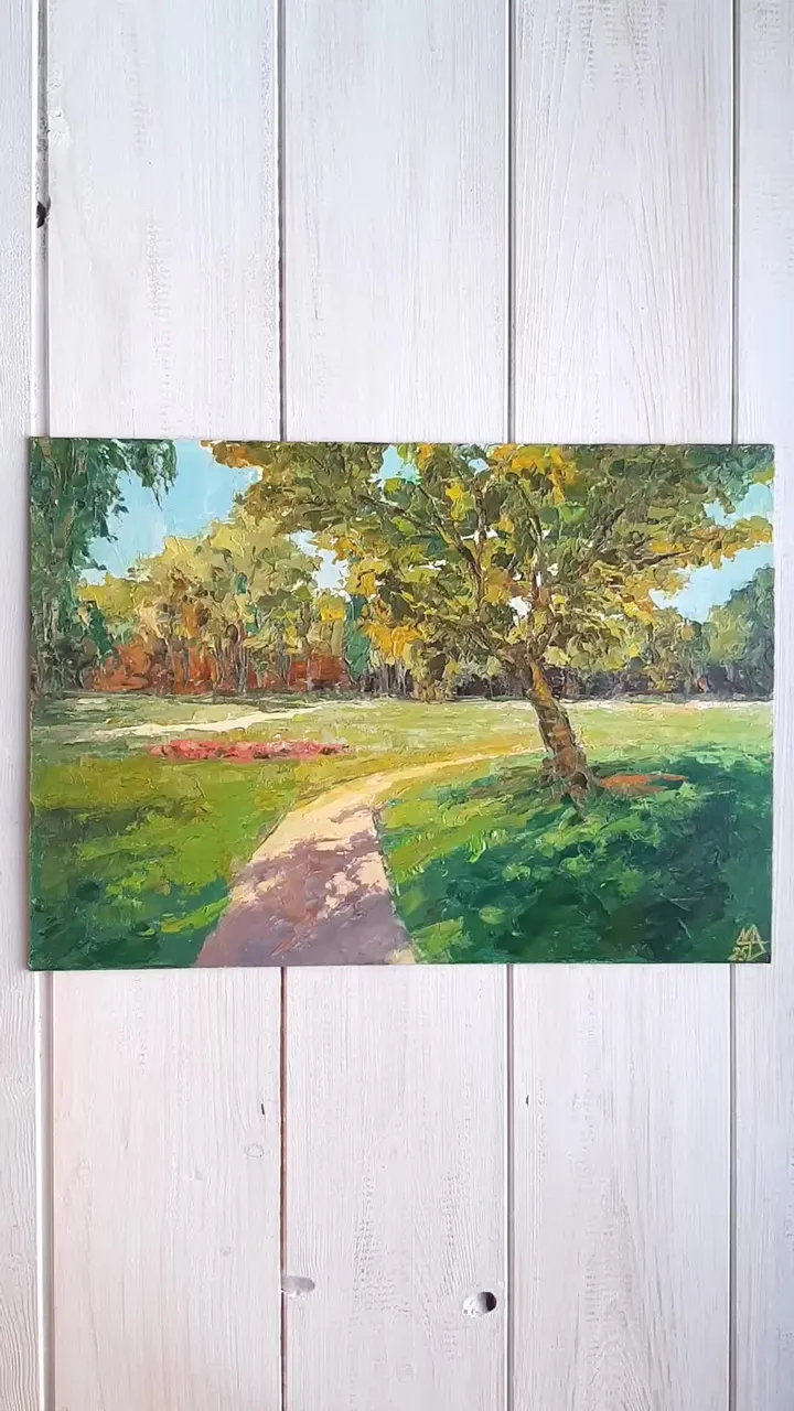 Sunny Park Painting 8,5x12" ORIGINAL ART Landscape Hand Painted
#marinachuchkoart