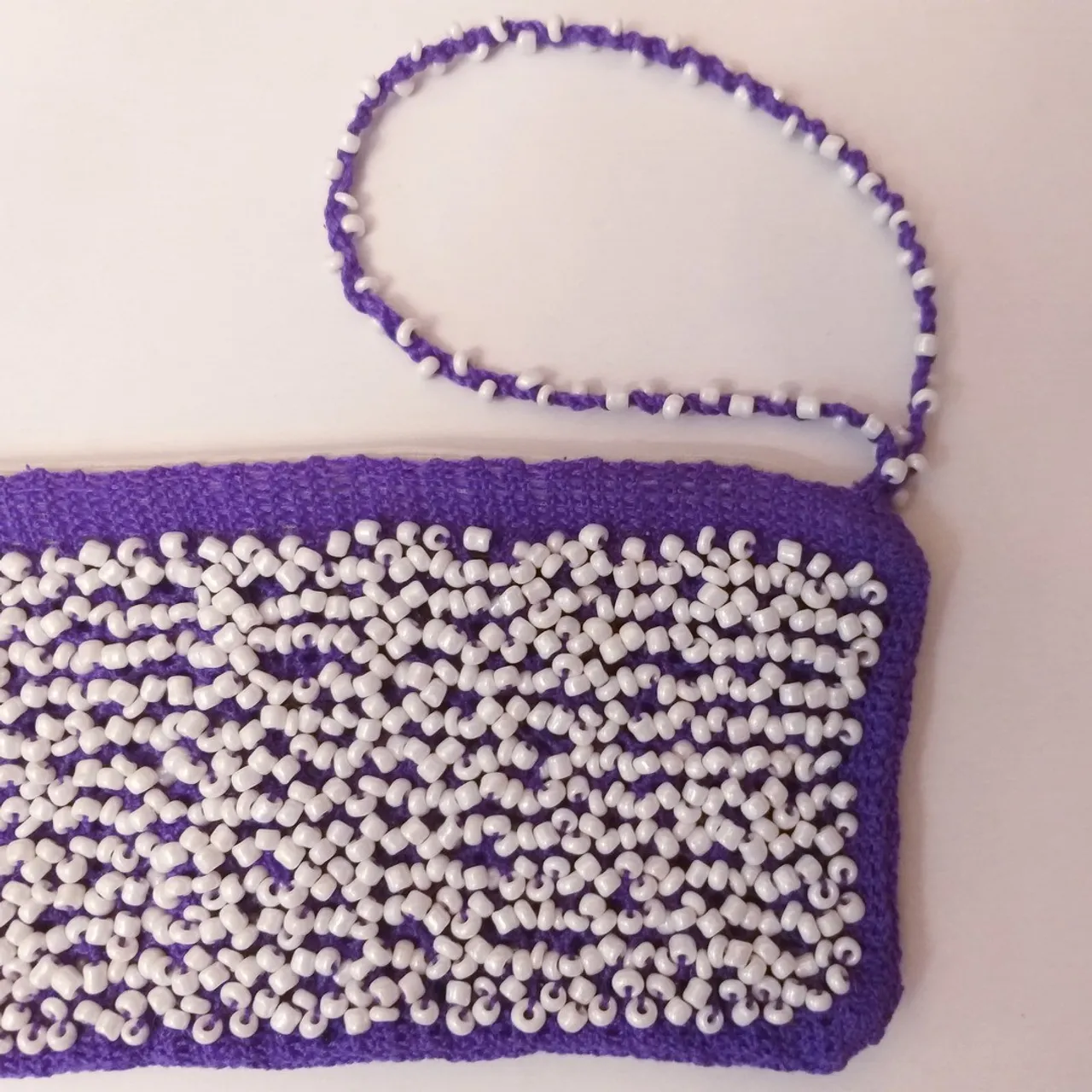 Purple lace bag with beads. Free shipping.