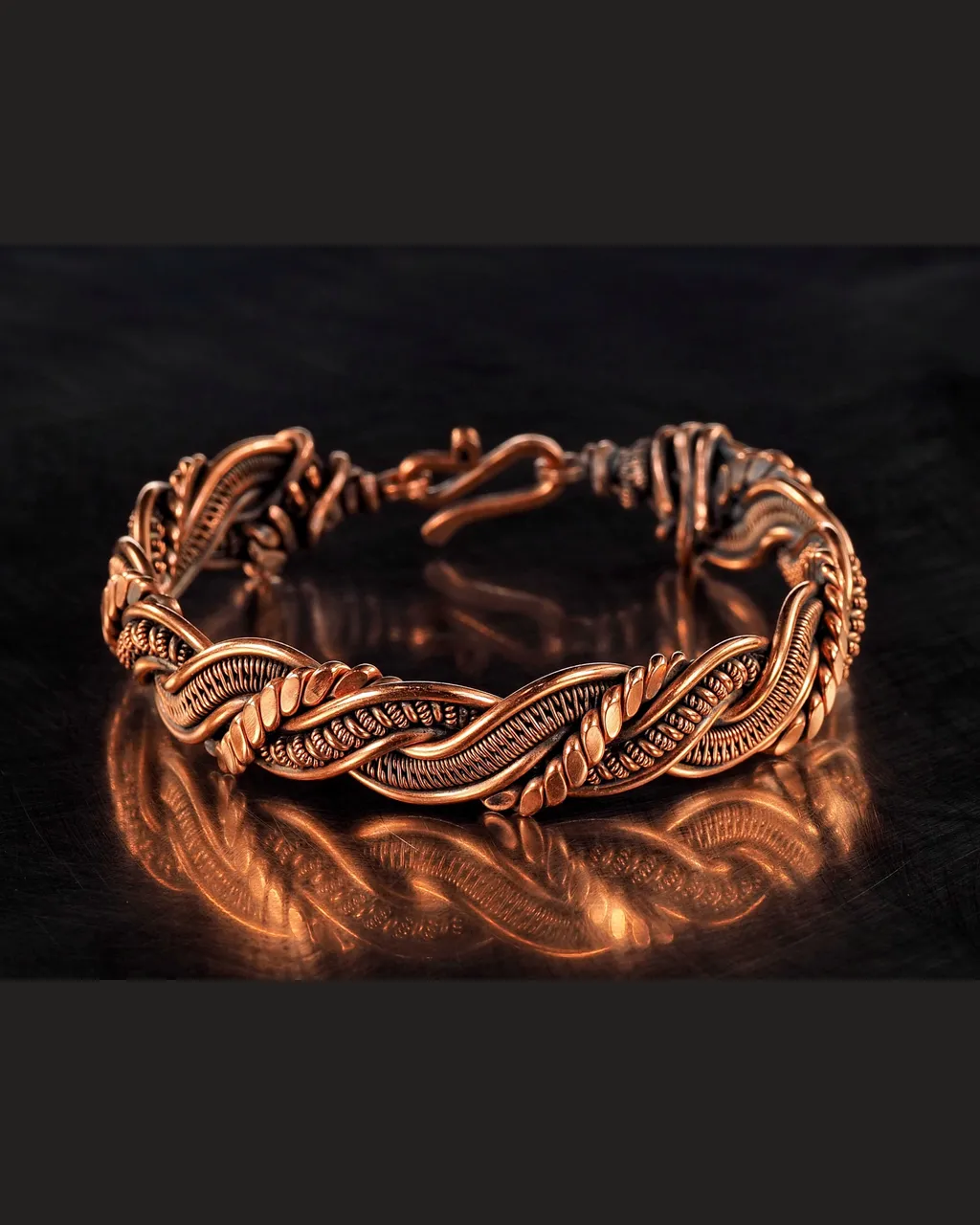 Wire wrapped bracelet, Unique 7th 22nd Anniversary gift idea, Art Nouveau antique style, One of kind braided statement bangle, Handmade oxidized pure copper jewelry, Pain relief, EMF protection
❂ The bracelet is made of pure copper wire. The copper is artificially aged with patination, which gives an antique look and makes the details of the bracelet more expressive. After patination, the bracelet was polished to a shine, which gives a beautiful aesthetic appearance to the bracelet. The bracelet is covered with a protective varnish to prevent darkening.
You will receive the exact bracelet you see in the photos.
The bracelet can be combined with any wardrobe and emphasize your uniqueness and style.
Bracelet Width: 1.1 cm