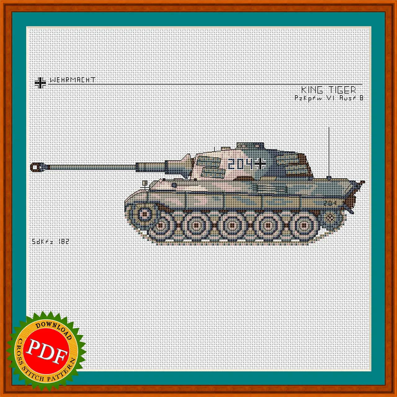 The #RoyalTiger #CrossStitchPattern is a highly detailed and realistic depiction of the iconic German Tiger II #Tank from #WWII. This #chart allows you to recreate the legendary King Tiger Heavy Tank in stunning cross stitch form. With intricate patterns and vibrant colors, this chart is perfect for any history enthusiast or military fan. Stitch your own piece of history with this impressive c#rossstitch #pattern.

🔎 https://ballwool.com/products/69040