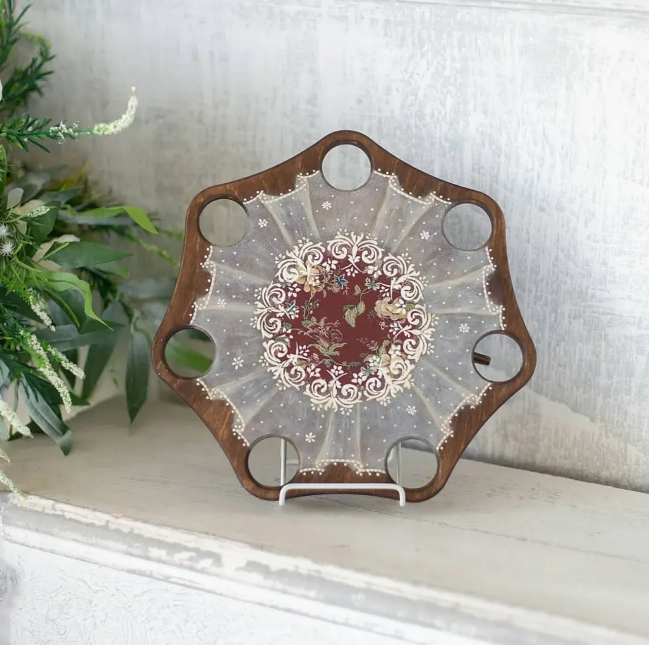 Soon the bright holiday of Easter! We have great souvenirs and decorations for you to decorate the holiday table.

Very beautiful stand for cakes and eggs. It will decorate your holiday table and a great gift for your friends and family on the bright Easter holiday.
On the stand is one big cake and seven Easter eggs.
The stand made of birch plywood has legs for a stable position on the table, the upper surface is decorated using decoupage technique. Safe matt lacquer coating.

Size:
stand diameter 28 cm / 11.02 in
stand height 3.5 cm / 1.38 in
*************************
#easter #eastercake #easteregg #handmadegifts #handpainted #handsome #greateastern #easter2019 #Easterholidays #hyggedecor #catholiceastergift