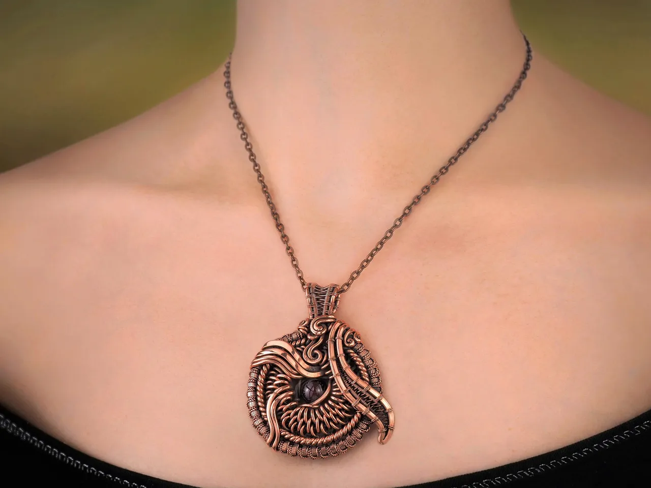 Wire wrapped copper pendant this natural garnet Gemstone necklace Unique wire wrap copper jewelry Handmade Gift for her Artisan jewelry WireWrapArt
This pendant can be a wonderful addition to your image, as well as a memorable gift!
You will get exactly the jewelry that you see in the photo.
Each piece is one of a kind and crafted with love!
Item details
Material: copper, garnet.
Height - 6.1 cm (2.4")
Width - 5.2 cm (2")