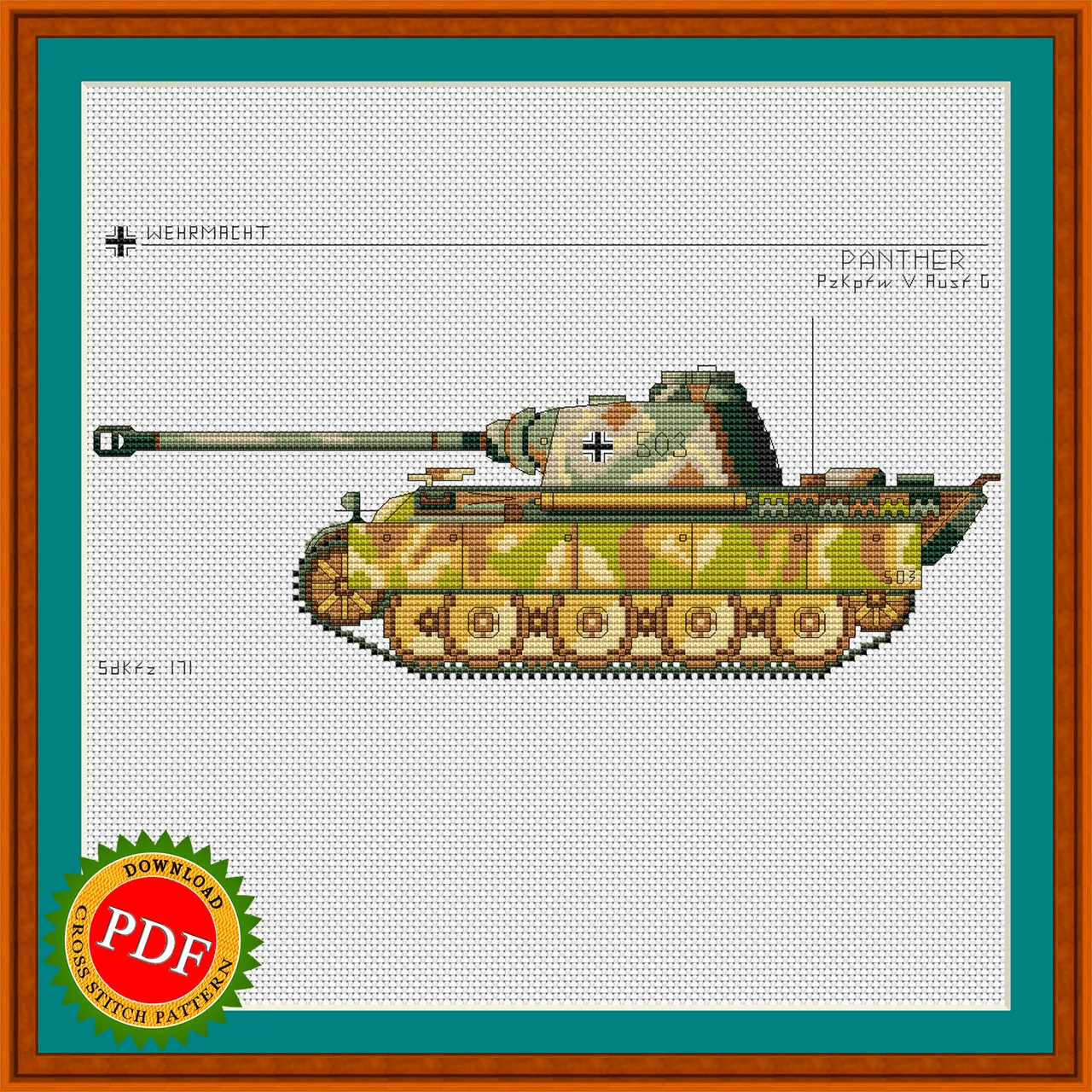 This beautiful #crossstitchpattern features the iconic #PantherTank from #WWII. The PzKpfw #Panther #embroidery #chart is a detailed and accurate representation of the #German medium #tank, perfect for any history buff or military enthusiast. With its sleek design and powerful presence, this tank is sure to make a statement in any room. Stitch it yourself and proudly display this piece of history in your home.
π https://ballwool.com/products/68869