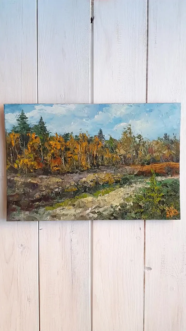 Sunlit Forest Painting 8x12" ORIGINAL ART Path Landscape Hand Painted
#marinachuchkoart