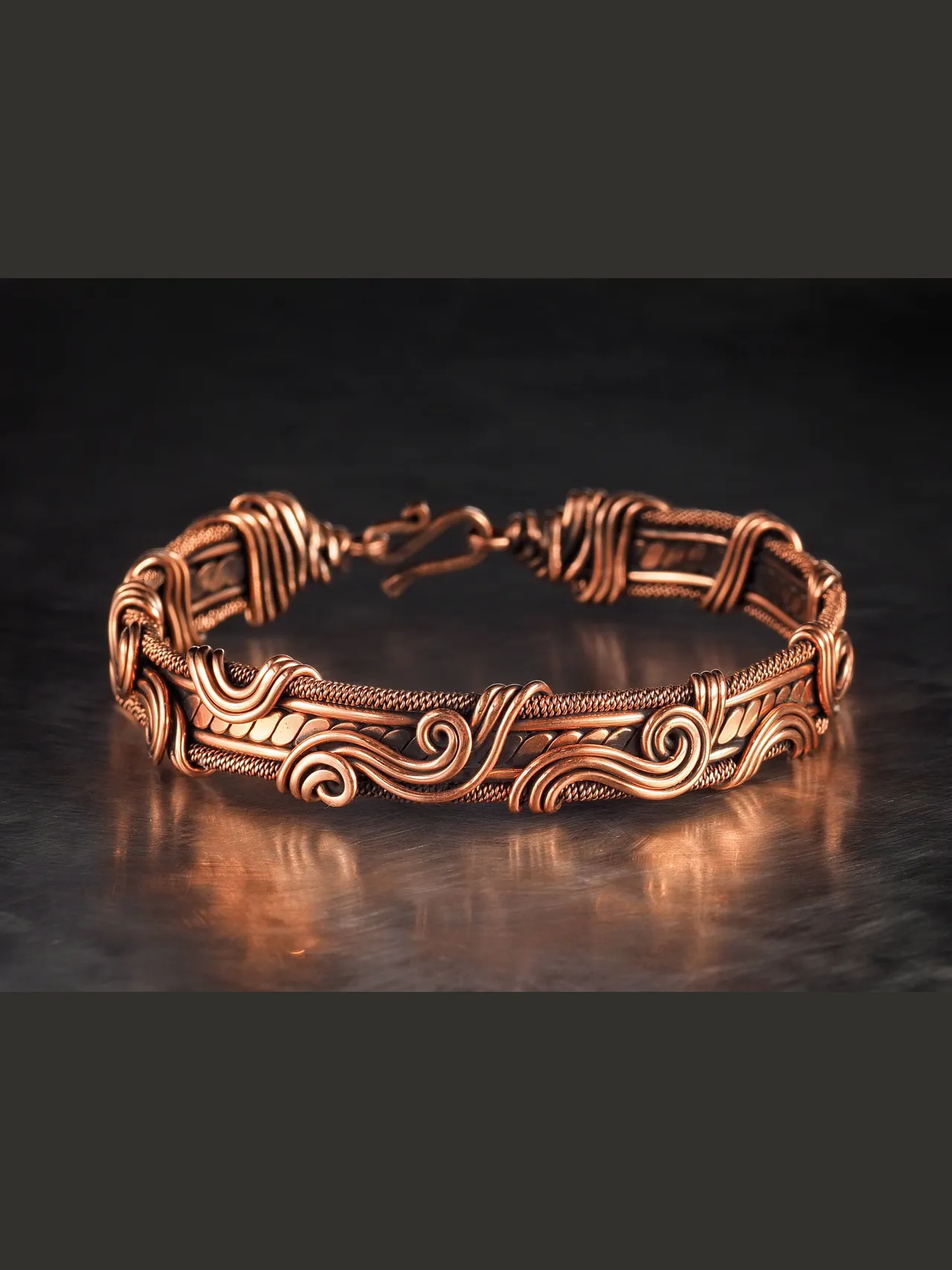 Copper wire wrapped bracelet, Unique 7th 22nd Anniversary gift idea, Art Nouveau antique style, One of kind, Exclusive design, Statement Piece, Genuine copper bracelet, Pure cuprum wire wrap bangle, Hand crafted copper jewelry
❂ The bracelet is made of pure copper wire. The copper is artificially aged with patination, which gives an antique look and makes the details of the bracelet more expressive. After patination, the bracelet was polished to a shine, which gives a beautiful aesthetic appearance to the bracelet. The bracelet is covered with a protective varnish to prevent darkening.
You will receive the exact bracelet you see in the photos.
The bracelet can be combined with any wardrobe and emphasize your uniqueness and style.