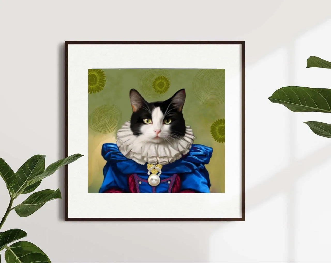 The Renaissance Cat Portrait is the perfect way to honor your beloved feline friend. This royal pet portrait captures the elegance and regality of the Renaissance era, making it a truly unique and special piece of art. Personalized with your cat's name, this digital download can be easily printed and framed to proudly display in your home. It also makes for a thoughtful and one-of-a-kind gift for any cat lover. Bring a touch of sophistication and charm to your pet's image with this beautifully detailed portrait.
1 - After ordering, аttach a photo of your pet in the message or
email to vladisvlady@gmail.com
2 - Pet name, size of painting (8x10, 9x12, 11x14, 12x12, 12x16,16x20)
3 - It usually takes 1-2 days to complete one painting. I will send you a sample, if necessary I will make a few changes.
