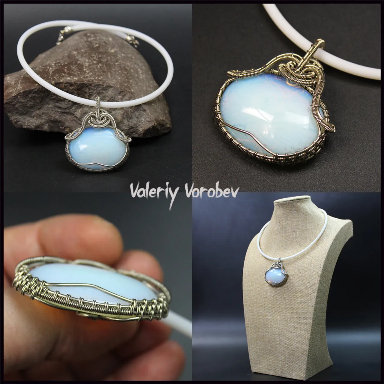Wire Wrapped Stone Pendants. Handmade Wire jewelry.
Handmade pendant made of wire and stone