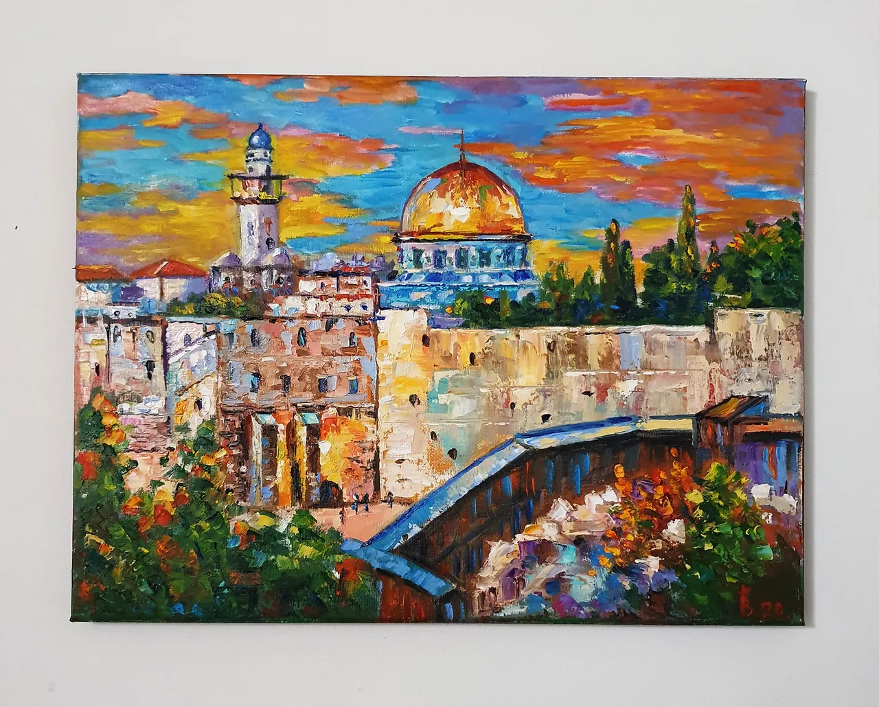 Jerusalem Dome of the Rock oil painting
The Jerusalem Dome of the Rock is a artwork that captures the iconic golden-domed shrine in all its glory.
Expertly crafted with delicate brushstrokes and vibrant colors, this painting is a beautiful depiction of the holy site, known for its historical and religious significance.
Hang this masterpiece in your home or office to bring a touch of cultural richness and spiritual serenity to any space.