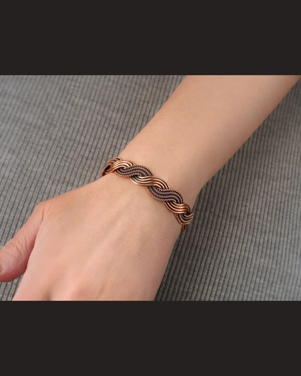 Wire wrapped bracelet, Unique 7th 22nd Anniversary gift idea, Art Nouveau antique style, One of kind braided statement bangle, Handmade oxidized pure copper jewelry, Pain relief, EMF protection
❂ The bracelet is made of pure copper wire. The copper is artificially aged with patination, which gives an antique look and makes the details of the bracelet more expressive. After patination, the bracelet was polished to a shine, which gives a beautiful aesthetic appearance to the bracelet. The bracelet is covered with a protective varnish to prevent darkening.
You will receive the exact bracelet you see in the photos.
The bracelet can be combined with any wardrobe and emphasize your uniqueness and style
❂ Bracelet details:
◀◀ READ IT PLEASE ▶▶ I offer several options for the length of the bracelet. To correctly choose the size of the bracelet, you need to add 1.5 cm (0.6") to the size of your wrist girth. You will get the length of the bracelet that suits you. Choose the desired length of the bracelet from the suggested options.
Bracelet Width: 1.3 cm