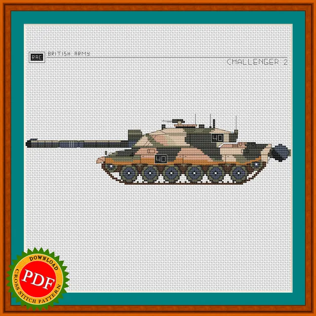 The Challenger 2 Cross Stitch Pattern is a must-have for any military or cross stitching enthusiast. This intricate pattern features the iconic Main Battle Tank Challenger 2, known for its advanced technology and impressive capabilities. With its sleek design and realistic detailing, this pattern is perfect for creating a unique piece of art to display in your home or gift to a fellow history buff. Made in the style of a British Tank Challenger 2 Chart, this pattern is sure to provide a challenging and rewarding stitching experience. Don't miss out on the opportunity to add this formidable tank to your cross stitching collection.

🔎 https://ballwool.com/products/68362