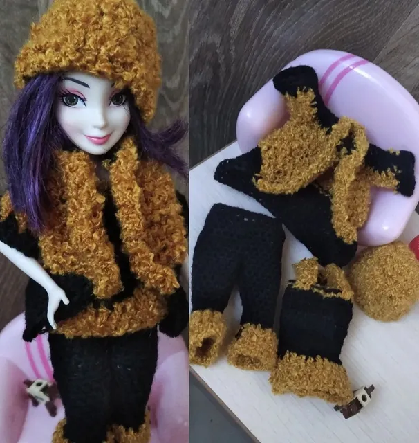 Excited to share the latest addition to my #etsy shop: Curvy barbie in clothes. SET 4 pieces hat/cardigan/jacket/top/cropped pants. Black and yellow outfit for Barbie. Crochet knitted jacket. #yellow #babyshower #black #barbiesweater #barbieclot 
https://etsy.me/3GIgx7k