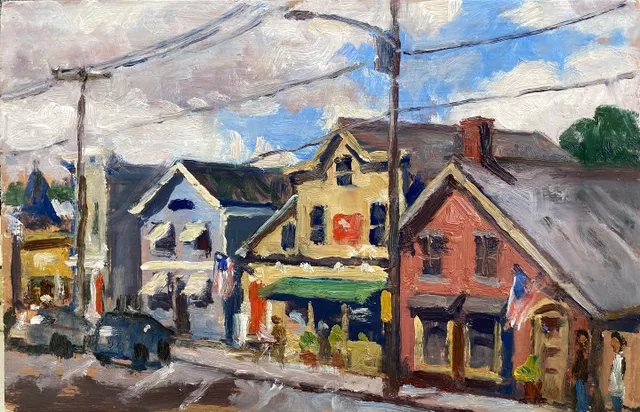 did this little sketch today of a little New England town- #weststockbridgema . Enjoying painting small on board… 6x9 oil on panel #berkshireslandscapespaintings #pleinairlandscapepainter #newenglandlandscapepainting  #paintingsoftheberkshires #paintingsofnewengland