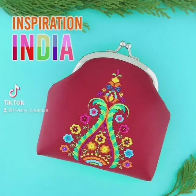 #lavishy #vegan #kiss lock frame #embroidery #coinpurse inspired by #indian #paisley #pattern for #wholesale and #onlineshopping