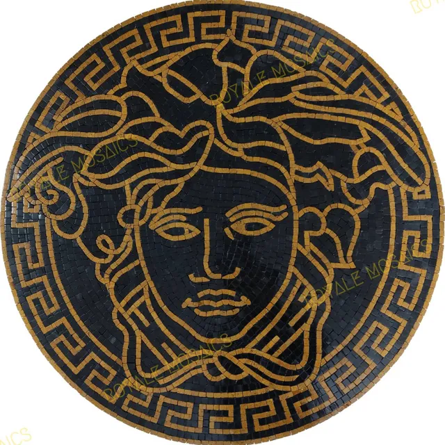 #black #gold #golden #marblemosaic #medusa #logo