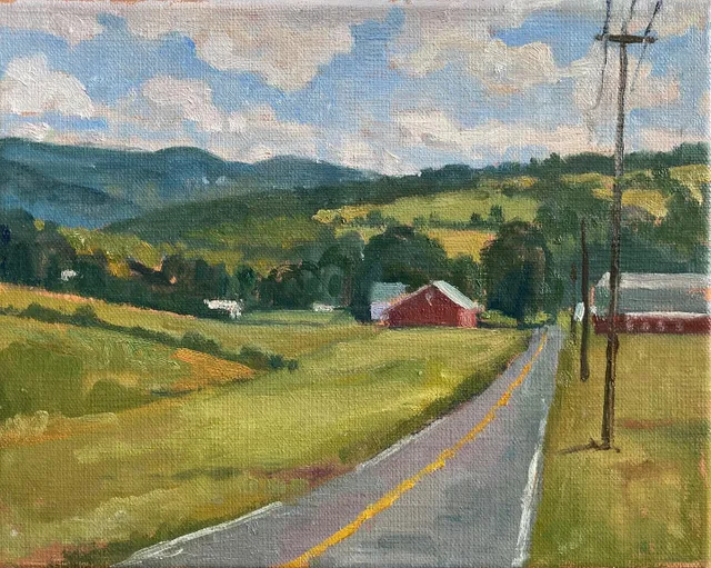 Here’s the 3rd small painting (8x10) from that amazing spot in Adams, MA. And a few photos of other views in all directions. I’ve grown fond of working on small surfaces, maybe too much so. Next up, something big. Oil on linen, sold #berkshires #berkshireslandscapespaintings #pleinairlandscapepainting #adamsmassachusetts #berkshiresfineart #berkshirespleinair #northernberkshires