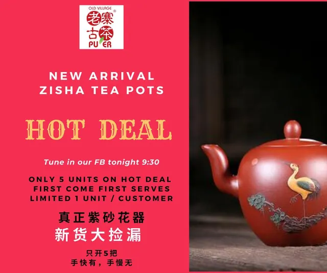 紫砂开箱 + 大剑漏 + 最佳促销💥💥💥 紫砂壶终于到了！程老师开箱开箱！🙌
只有5把！🎁🤫 快手有，手慢无！💪
今晚9.30PM , Facebook 直播， 紫砂壶爱好者走起💥

ZiSha Unboxing + BEST DEAL + HOT DEAL 💥💥💥 Finally arrived to Singapore! Our Teaware Specialist - Jeff Cheng is going to Unbox! 
Only 5 Teapots! 
Tonight, 9.30PM ON FACEBOOK LIVE 🙌 ZiSha Teapot lovers don’t forget to tune in! 💥💥💥 LIVE 直播 9.30PM @ 
老寨古茶 Old Village PuEr Pte Ltd (Facebook Page) 🙆‍♂️🙆‍♂️🙆‍♂️ #ZiSha #Teapots #ChineseTeapots #ChineseCulture #Stayhome #sg #teapots