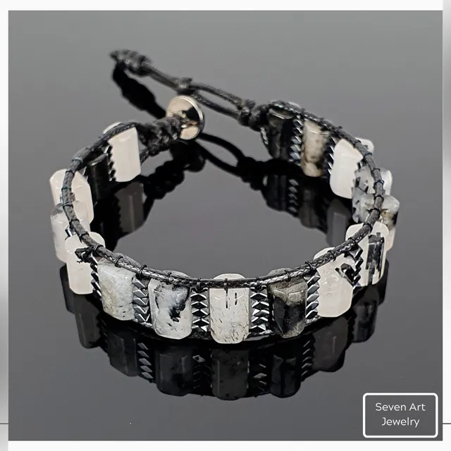 NATURAL RUTILATED QUARTZ BRACELET
Handmade Natural Gemstone Jewelry

All our design prepares according to your given size with love.

Please visit our #esty shop for order;
https://www.etsy.com/shop/SevenArtJewelry

#etsy#hematitestone#handmadejewelry#sevenartjewelry#etsysuccess#etsyshop#etsymarket#uniquedesign#qualityworkmanship#qualitystone#quartz#rutilquartz#blackwhite