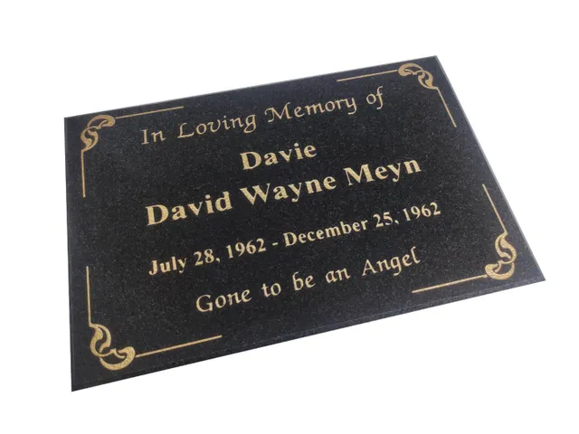 #inlovingmemory #gonetobeanangel #memorial #grave #plaque #headstone #golden #black #granite