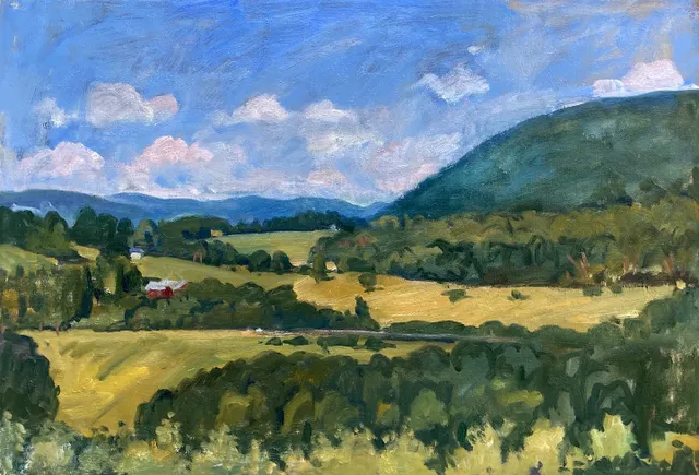 Yesterday I said goodbye to an old studio interior, and hello to this landscape from rt 7 in Williamstown. Painting over old stuff is part of the process. Nothing to see here… 12x18 oil on linen, available #paintingsoftheberkshires #berkshirespleinair #northernberkshires #berkshiresfineart
