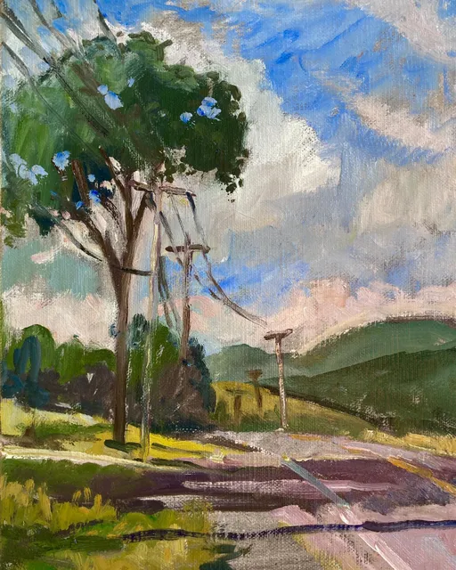 An end of day sketch from the side of the road - the colors of July in the Berkshires. 8x10 oil on linen, available #berkshiresinjuly #roadsideusa #berkshiresfineart #roadsidepleinair #paintingsoftheberkshires #williamstownma