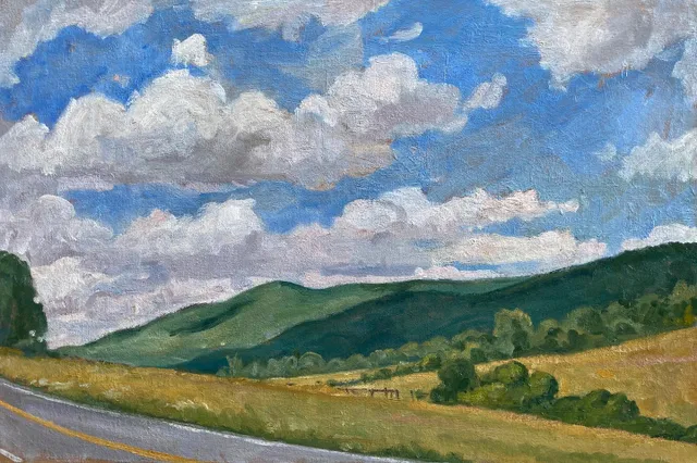 Another tough day at the office. 16x24 oil on canvas, painted over a youthful indiscretion. #berkshires #berkshireslandscapespaintings #pleinairlandscapepainting #adamsmassachusetts #berkshiresfineart #berkshirespleinair #northernberkshiresma #pleinairnewengland