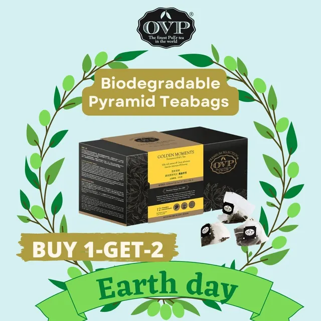 SAVE our mother earth!

Take home with an additional box of OVP biodegradable premium PuEr teabags for every box purchased. 

24s individually wrapped biodegradable tagged teabags in a gift box.

You can choose

either Golden Moments Shou PuEr (24s), or

Tropical Romance Dark tea Liupao (24s), or

Enchanted Beauty Sheng PuEr (12s x2), or 

Fresh Fusion Sheng PuEr (12sx2)

All in biodegradable pyramid teabag made in Singapore. 

Offer valid till 8th May 202, or while stock lasts.

Hurry up! 
Click here to order >> https://bit.ly/3MkGpGn<<