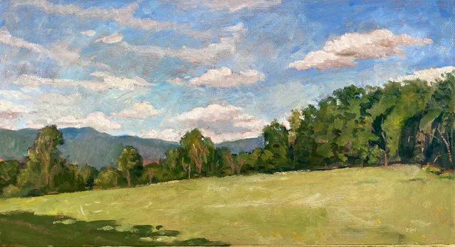 4th of July 2022, somewhere in America… 12x22 oil on linen #berkshireslandscapespaintings #americanlandscapepainting #contemporaryimpressionism  #pleinairlandscapepainting
