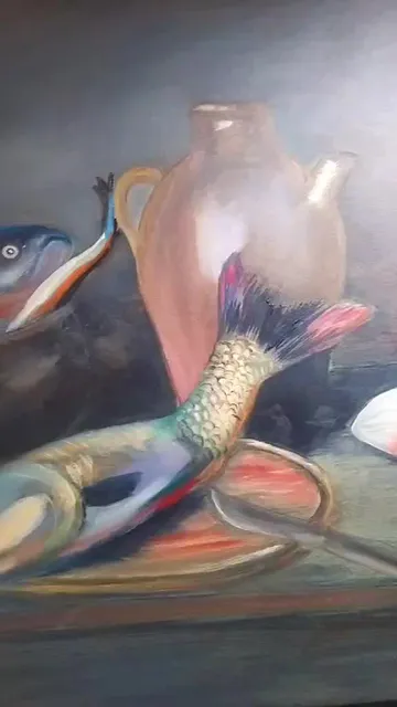 Oil painting "Still Life with carps", 16*24 inches (40*60 cm)